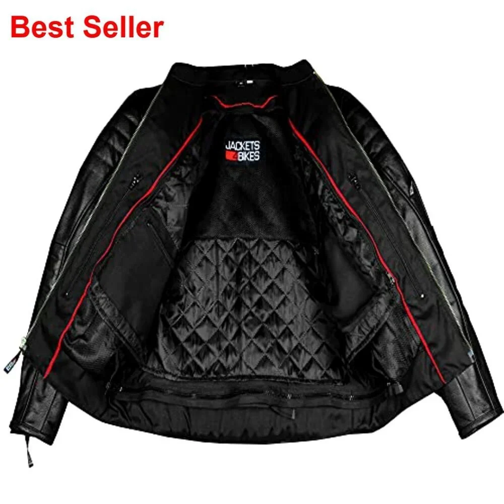 Motorcycle Jacket Natural Buffalo Leather CE Armor Ventilation